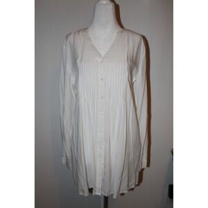 Seraphine White Pintuck Maternity Tunic Blouse Roll Tab Sleeve Size US 6 UK 10